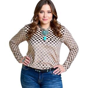 Sweet Dreams Velvet Mesh Checkerboard Top – New